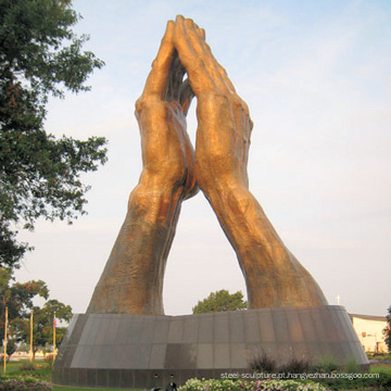 decoração de jardim ao ar livre bronze metal artesanato mão aberta esculturas